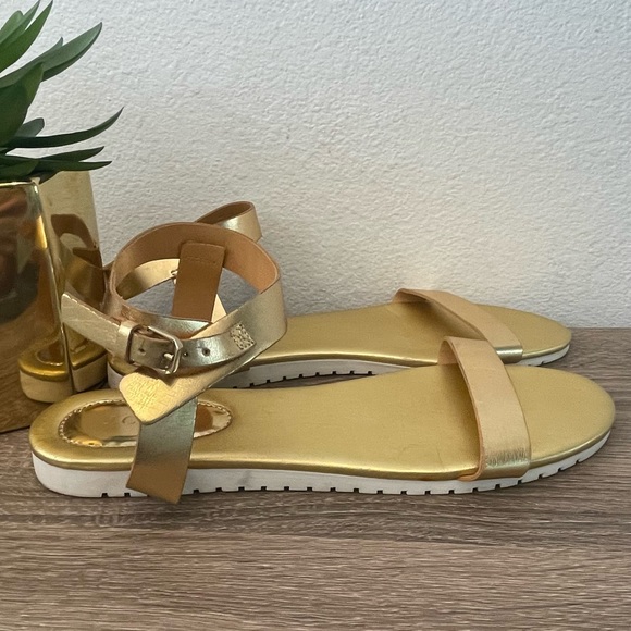 NEW J.CREW GOLD ANKLE BUCKLE SANDALS